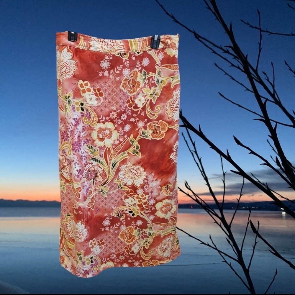 Islander Skirt 16 Hawaiian Floral Tropical Multicolor Formal Cruise Long